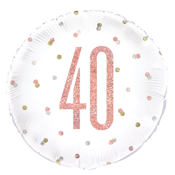 ROSE GOLD "40" 45CM (18") FOIL PRISMATIC BALLOON